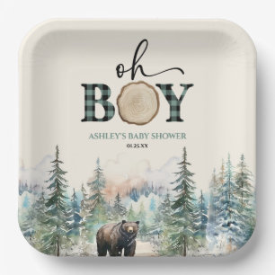 Oh Boy Lumberjack Woodland Forest Beer Baby shower Papieren Bordje