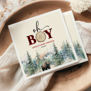 Oh Boy Lumberjack Woodland Forest Beer Baby shower Servet