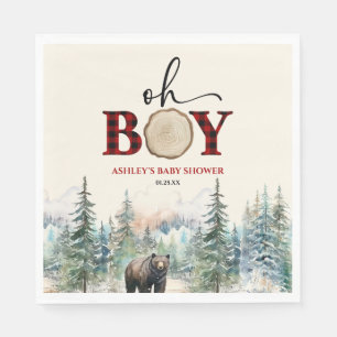 Oh Boy Lumberjack Woodland Forest Beer Baby shower Servet
