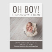 Oh Boy Magnetic Photo Birth Announement (Voorkant)