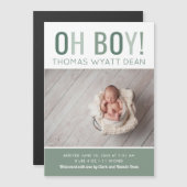 Oh Boy Magnetic Photo Birth Announement (Voorkant / Achterkant)