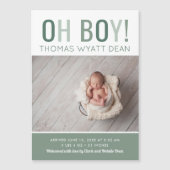 Oh Boy Magnetic Photo Birth Announement (Voorkant)