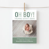 Oh Boy Magnetic Photo Birth Announement