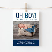 Oh Boy Magnetic Photo Birth Announement