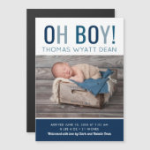 Oh Boy Magnetic Photo Birth Announement (Voorkant / Achterkant)