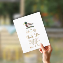 Oh Boy Mallard Duck Baby shower Bedankt