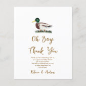 Oh Boy Mallard Duck Baby shower Bedankt (Voorkant)