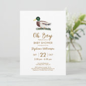 Oh Boy Mallard Duck Baby shower Kaart (Staand voorkant)
