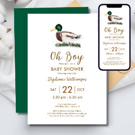 Oh Boy Mallard Duck Baby shower Kaart