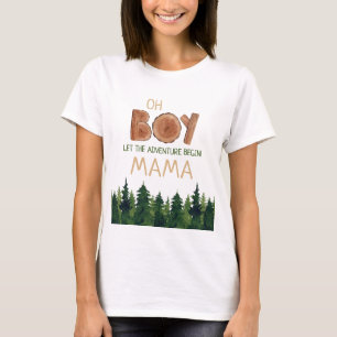 Oh Boy Mama Woodland Baby shower T-shirt