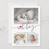 Oh Boy Manuscript met Kerstrood Hart Foto Aankondiging (Voorkant)