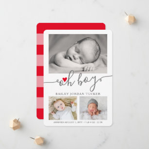 Oh Boy Manuscript met Kerstrood Hart Foto Aankondiging