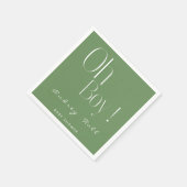 Oh Boy Minimalist Sage Green Modern Baby shower Servet (Hoek)