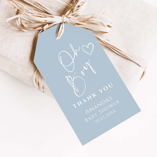 Oh Boy minimalistisch modern Baby shower dank je Cadeaulabel