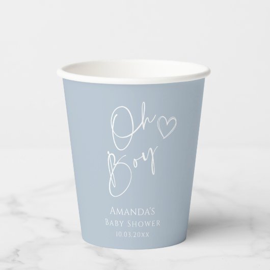 Oh Boy minimalistisch modern Baby shower Papieren Bekers (Voorkant)