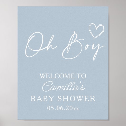 Oh Boy minimalistisch modern Baby shower Poster (Voorkant)