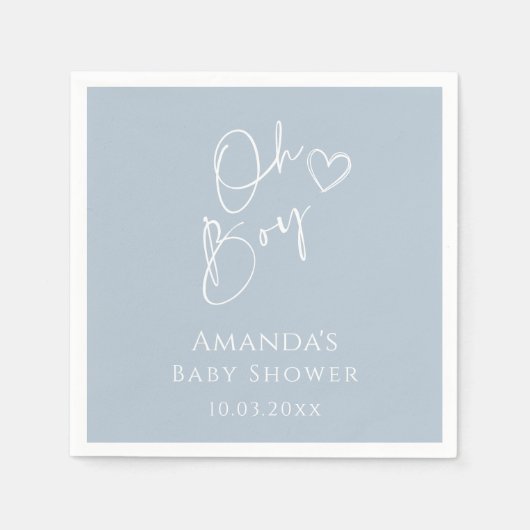 Oh Boy minimalistisch modern Baby shower Servet (Voorkant)