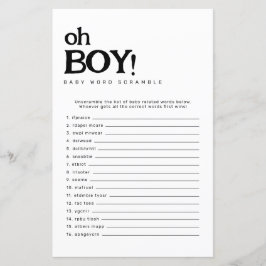 Oh Boy Minimalistisch Woord Scramble Baby shower s