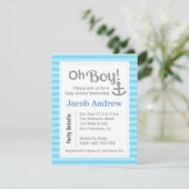 Oh Boy, Modern, Anker, Baby shower Invitation Kaart (Staand voorkant)