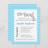 Oh Boy, Modern, Anker, Baby shower Invitation Kaart (Voorkant / Achterkant)