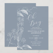 Oh Boy Modern Eenvoudig Stoffig Blauw Jongen Baby  Kaart (Voorkant / Achterkant)