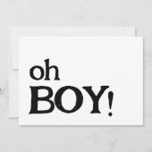Oh Boy Modern Minimalistisch Baby shower Uitnodige Kaart (Voorkant)