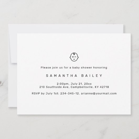 Oh Boy Modern Minimalistisch Baby shower Uitnodige Kaart (Achterkant)