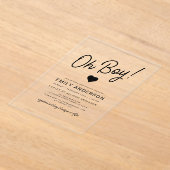 Oh Boy Modern Minimalistisch Eenvoudig Baby shower Acryl Uitnodigingen (Laagn)