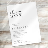 Oh Boy Modern Minimalistisch Script Baby shower Kaart