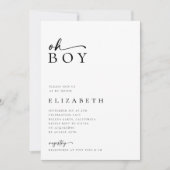 Oh Boy Modern Minimalistisch Script Baby shower Kaart (Voorkant)