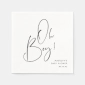 "Oh Boy" Modern minimalistisch script Baby shower Servet (Voorkant)