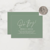 Oh Boy Modern Script baby shower Breng een boek Notitiekaartje (Voorkant / Achterkant in situ)