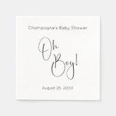 Oh Boy Modern Script Baby shower Servet (Voorkant)