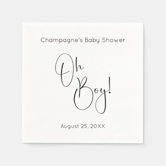 Oh Boy Modern Script Baby shower Servet (Voorkant)
