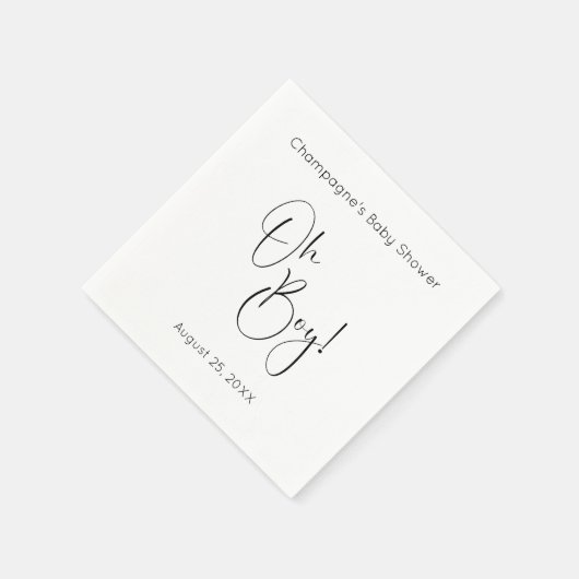 Oh Boy Modern Script Baby shower Servet (Hoek)