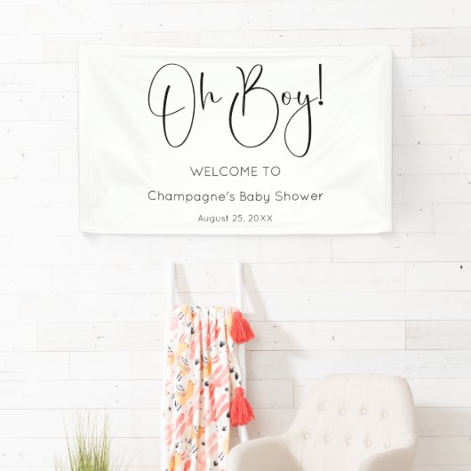 Oh Boy Modern Script Baby shower Spandoek (Insitu)