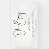 Oh Boy Modern Script Baby shower Spandoek (Verticaal)