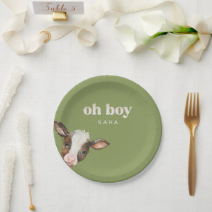 Oh Boy Moss Green Baby shower Papieren Bordje