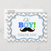 Oh Boy Mustache Baby shower Bedankt Briefkaart (Voorkant / Achterkant)