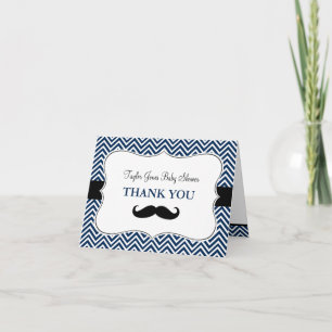 Oh Boy Mustache Baby shower Dank je kaart