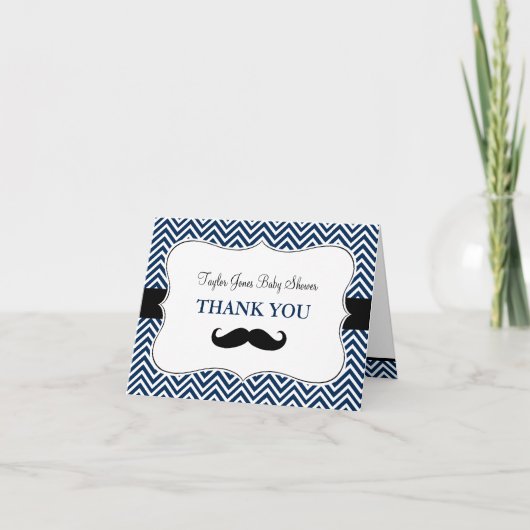 Oh Boy Mustache Baby shower Dank je kaart (Voorkant)