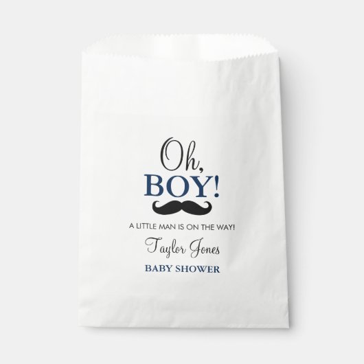 Oh Boy Mustache Baby shower Favor Tassen Bedankzakje (Voorkant)