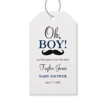 Oh Boy Mustache Baby shower Gift Labels