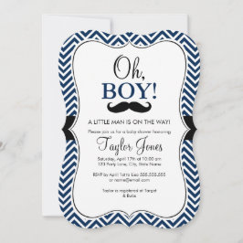 Oh Boy Mustache Baby shower Invite / Navy Kaart