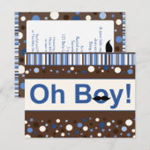 Oh Boy Mustache Baby shower Kaart (Voorkant / Achterkant)