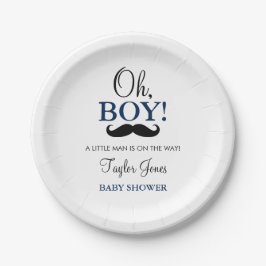 Oh Boy Mustache Baby shower Papieren Borden Bordje