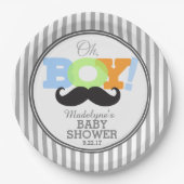Oh Boy Mustache Baby shower Papieren Bordje (Voorkant)