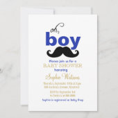 Oh Boy Mustache Baby shower Uitnodiging (Voorkant)