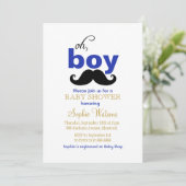 Oh Boy Mustache Baby shower Uitnodiging (Staand voorkant)