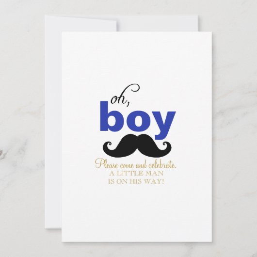 Oh Boy Mustache Baby shower Uitnodiging (Achterkant)